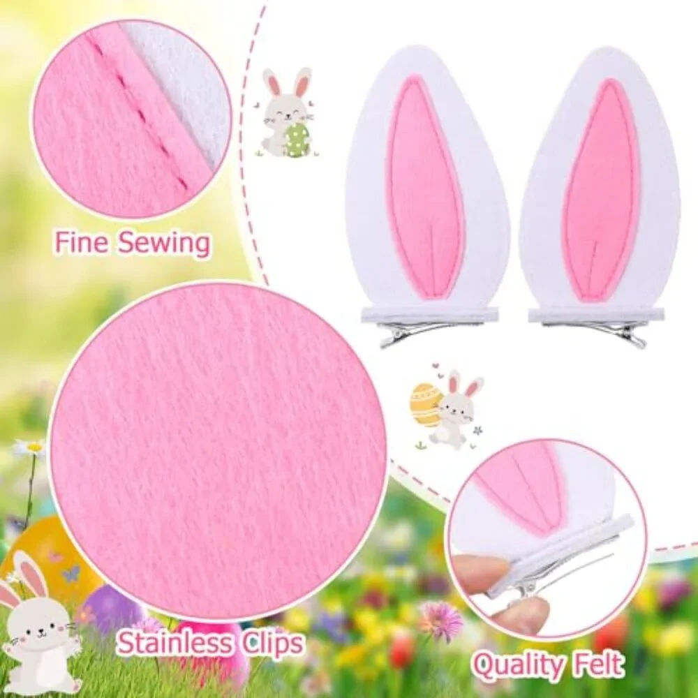 24 Pcs Bunny Ears Hair Clips 4.7In Costume Accessories Party Favors